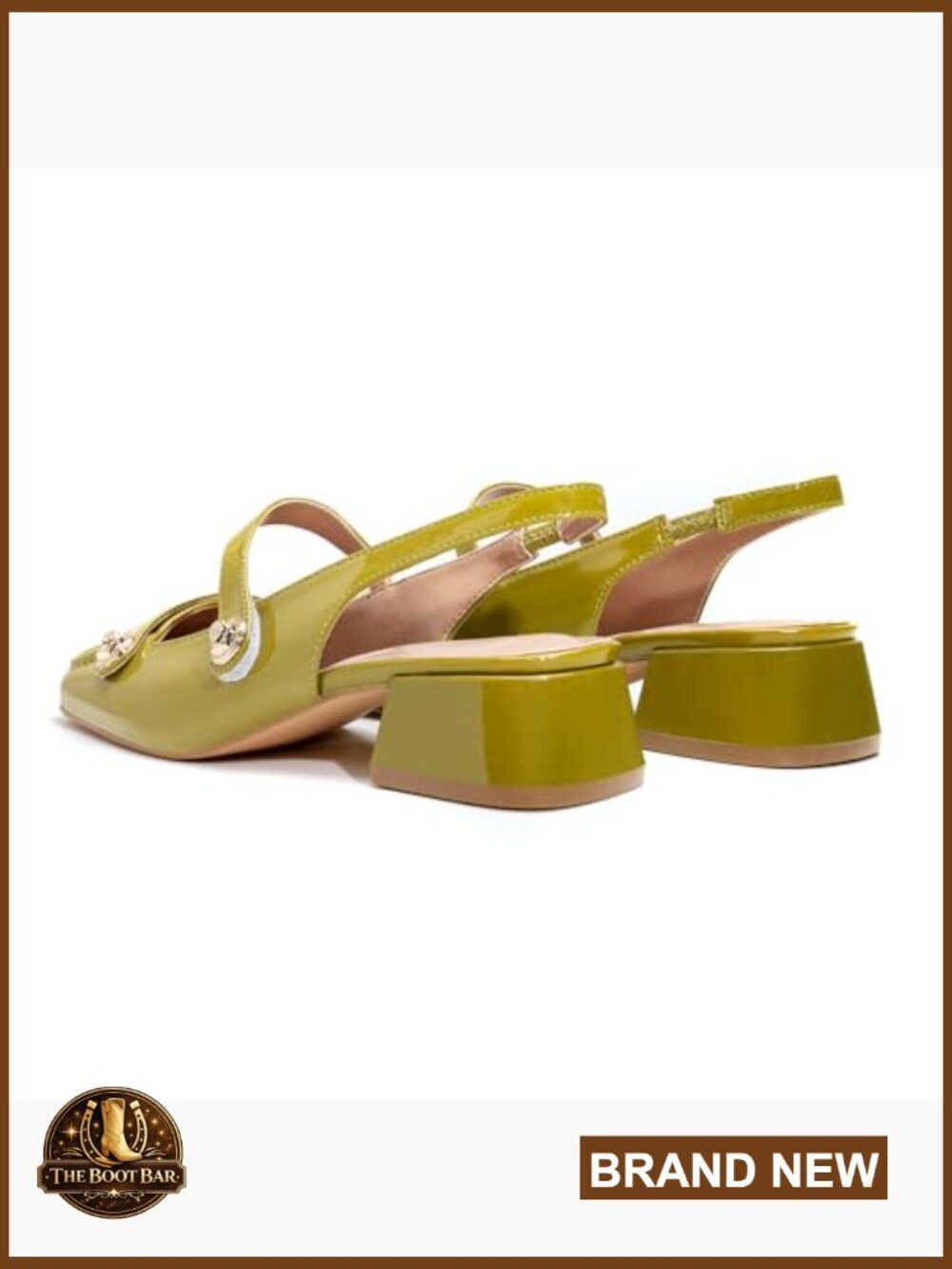 Square toe slingback Mary Jane heels, low block pump sandals, chunky heel, - Picture 6 of 7